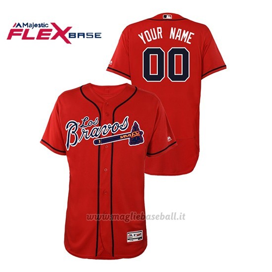 Maglia Baseball Hombre Atlanta Braves Personalizzate Hispanic Heritage Flex Base Rosso